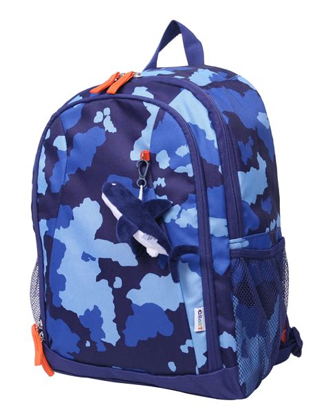 Crckt Kids Boys 15" School Backpack with Plush Dangle, Blue Camo Print ...