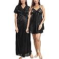 Buy Lovira Women's Satin Solid Nightwear Set Pack of 2 (LVR_1232_NIGHTY ...