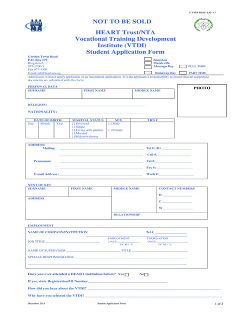 2013 Form Heart Trust/NTA F-VTDI-RSSU-SAF-1.7 - Blank Fillable Template ...