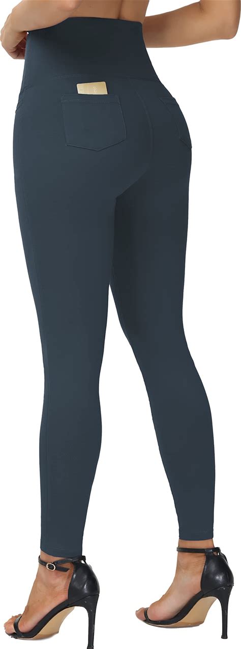 THE GYM PEOPLE Thick High Waist Yoga Pants with Pockets, Tummy Control Workout Running Yoga Leggings