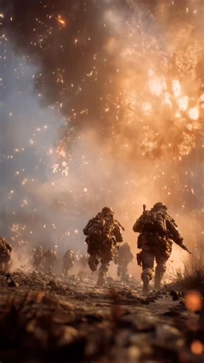 Dramatic footage of soldiers advancing under artillery fire and devastating explosions. Cinematic visuals that capture the intensity of modern warfare. 🔥 ​#Warfare #MilitaryLife #Frontline #Cinematic #Action #Explosion #Army #Soldiers #Combat #Battlefield #Hyperrealistic #VisualEffects #MilitaryGrade #Heroism #Tactical #USArmy #WarZone | Mie Truck Exsavator