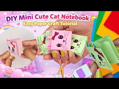 DIY Mini Cute Cat Notebook 🐱 | Easy Paper Craft Tutorial for Kids | Paper Craft