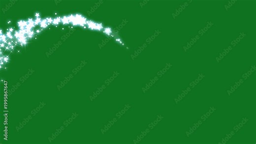 Glowing 2D star sparkle animation with cartoon doodle twinkling stars, glitter burst effect, magical shining particles, smooth sparkle line motion on transparent alpha and chroma key green screen 4K