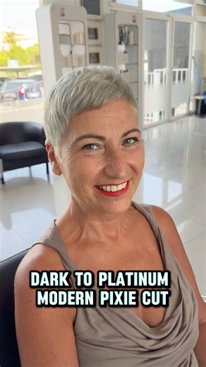 Dark to Platinum Modern Pixie Haircut Transformation 🏆 #vivyanhermuz #haircare #hairtransformation