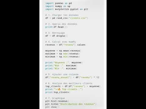 👉 Analyse de données Python : Pandas + NumPy + Matplotlib (Projet complet)