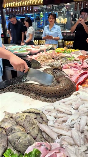 Giant Eel & Fresh Seafood Market Experience | Street Food Live Cooking ASMR
