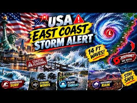 🚨 EAST COAST STORM THREAT! 14-Foot Waves, Coastal Flooding & Josephine Watch | USA Weather#usa