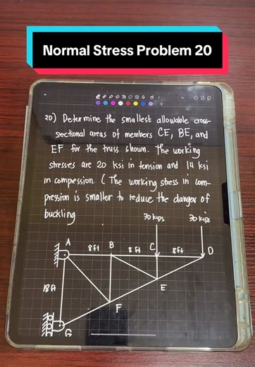 Strength of Materials: Normal Stress Problem 20 #enginerdmath #foryou #engineering #strengthofmaterials #mechanicsofdeformablebodies