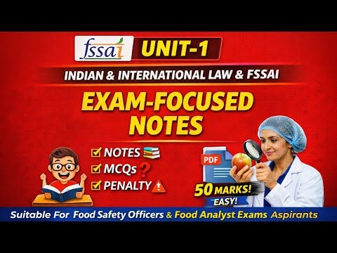 Unit 1 Food Laws Indian & International Law Exam Focused Notes Food Analyst & FSO
