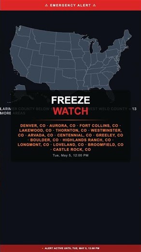 🔴 Freeze Watch — Lakewood, CO | Weather Alert