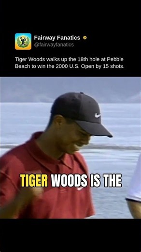 Tiger Woods walks up the 18th hole at Pebble Beach to win the 2000 U.S. Open by 15 shots.