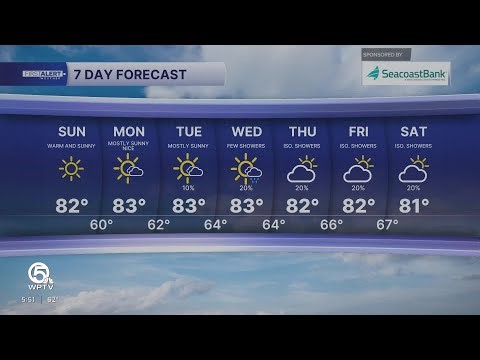 WPTV First Alert Weather Forecast for Morning of Sunday, March 22, 2026