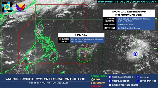 LPA enters PAR, but unlikely to become storm