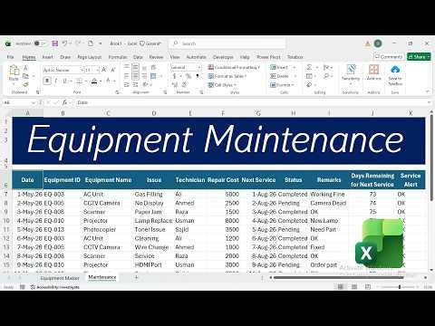 Equipment Maintenance Tracker in Excel 😱 Repair & Service Management System