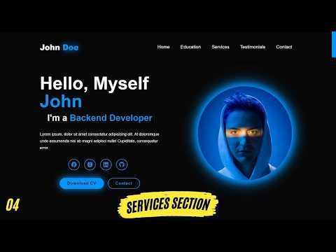 Complete Responsive Portfolio Website using HTML CSS and JavaScript | Building Services Section