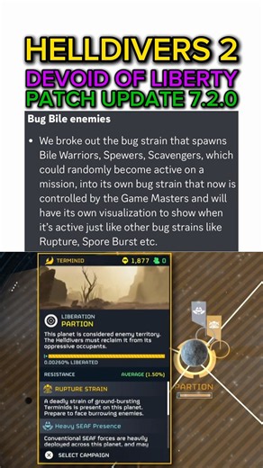 Bug Bile Enemies Are Now A Sub-Faction After Patch Update 7.2.0 - Helldivers 2