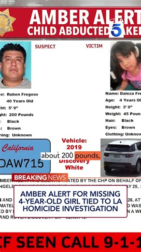 Amber Alert for missing 4-year-old girl tied to LA homicide investigation