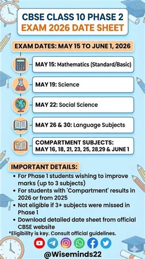 CBSE Class 10 Phase 2 Exam Date Sheet 2026 Out | Official Time Table #boardexamination #shorts