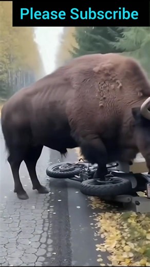 🦬 European Bison DESTROYS Motorcycle 😱 | Crazy Animal Moment