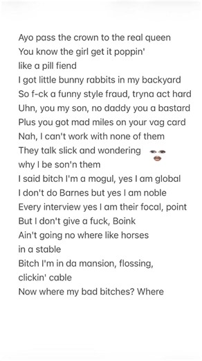#FaceFeature Ayo, pass that crown to the real queen Song - Hands Up Artist - @Nicki Minaj #songlyrics #nickiminaj #handsup #raplyrics