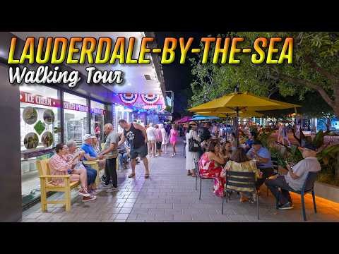 Lauderdale-by-the-Sea Florida | Night Walk in 4K
