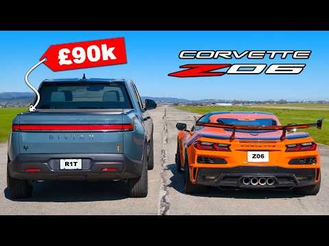 Are supercars POINTLESS? Corvette Z06 v Rivian R1T: DRAG RACE