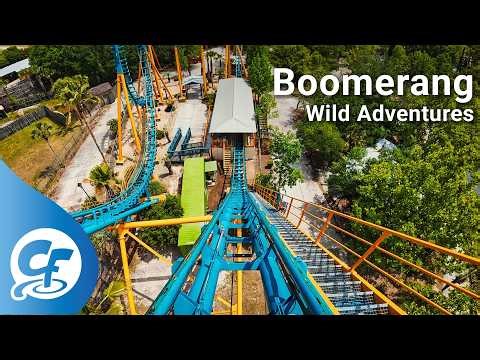 Boomerang front seat on-ride 4K POV Wild Adventures