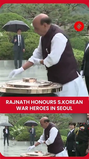 Rajnath Singh Pays Tribute At Seoul National Cemetery