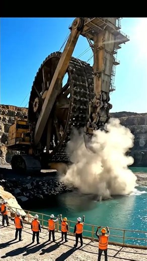 Massive Mining Machine in Action! 🤯 Giant Excavator Dredging a Quarry Lake