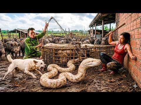 72 Hours Survival: Giant Albino Python Invade Wild Boar Farm - Farmer Sets Dangerous Traps All Night