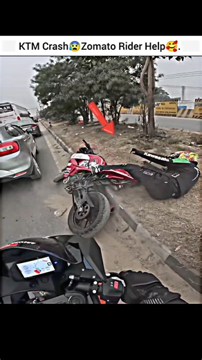 Ktm Rc390 Crash😰 Zomato Rider Help Kiya😍#shorts #bike #rider #ktm #crash #zomato #help #aalyanvlogs