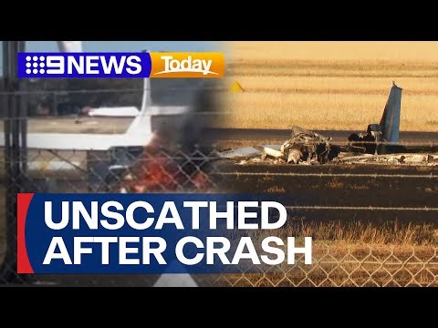 Young pilot walks away unscathed after plane crash | 9 News Australia