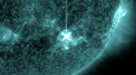 Double-solar M-flares blast enormous coronal mass ejection