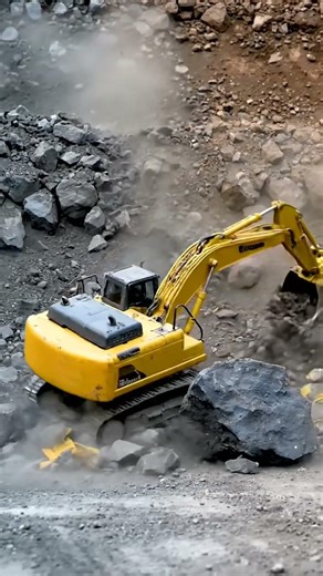 Raw Power! 💪 Heavy Duty Excavator Moves Massive Rocks with Ease
