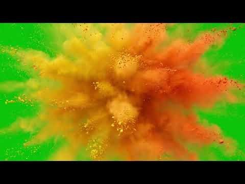 Yellow Colour Powder Burst – Green Screen 07