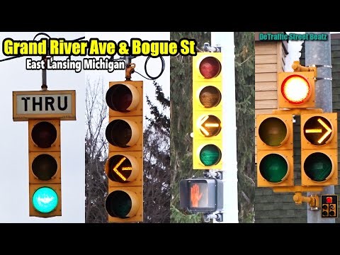 Flashing Yellow Arrow Thru & Doghouse Traffic Lights | Grand River & Bogue