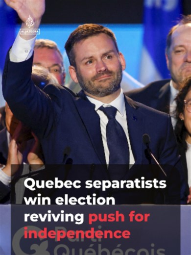 Parti Quebecois leader Paul St-Pierre Plamondon has promised a future referendum on independence from Canada as his separatist party returns to power in Quebec. . The Parti Quebecois won the provincial election, returning to power for the first time since 2014. . #news