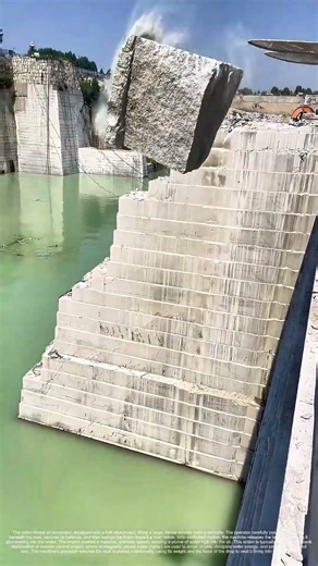 Rock and River: The Excavator’s Precision Drop