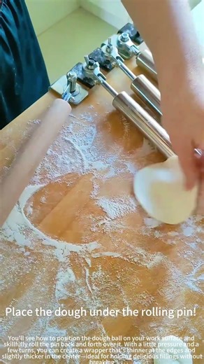 Using a dough roller for wrappers! 🥢