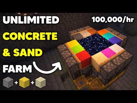 Unlimited Sand, Gravel & Concrete Powder Farm Minecraft | 1.21