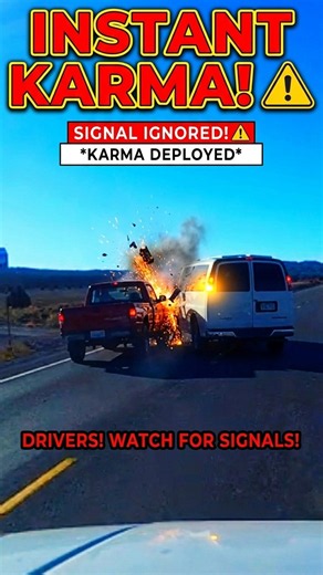 INSTANT KARMA! ⚠️ Impatient Driver Ignores Turn Signal & CRASHES Into Van!