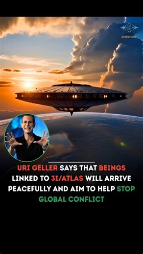 Cosmin Evrything on Instagram: "“Shocking Claim: Beings Linked to 3I/ATLAS May Arrive Peacefully to Help End Global Conflict” A stunning claim is making waves online as Uri Geller suggests that mysterious beings connected to 3I/ATLAS could arrive on Earth peacefully. According to him, their mission may be to guide humanity toward unity and help prevent global conflict. Is this the beginning of a new era—or just another cosmic mystery? 🌍🛸 Watch till the end and decide for yourself. #Aliens #UAP