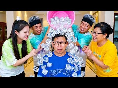 Fasmily Games|Join The Ice Bucket Challenge,Who Gets Drenched In Ice Cubes #Funnyfamily #Party Games