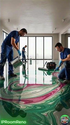 THIS MARBLE EPOXY FLOOR IS NEXT LEVEL 😱 Green, white, and Pink #epoxy #luxury #home