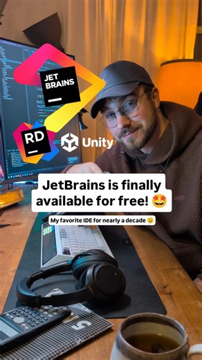 Justin Scott 👨‍💻 | GameDev on Instagram: "@jetbrains is finally available for free! 🤩 I’ve been using JetBrains Rider for nearly a decade across multiple studios, and it’s hands-down my favorite IDE, especially for C# and Unity. Rider actually understands your code, with smarter autocompletion, great debugging, performance warnings, and amazing Unity-specific tooling built right in. I even like to use it as my main Git UI. 😉 And it’s not just Rider, JetBrains has tools for everyone! Like: 👉
