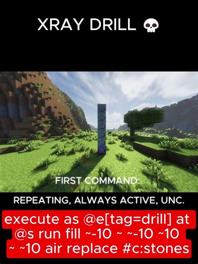 X-Ray Drill 💀 #minecraft #commands #fun #xray #drill #phonk