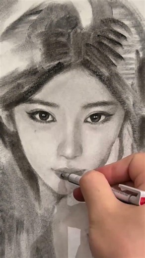 Please believe in the charm of brushe! #drawing #charcoaldrawing #portraitdrawing #charcoalshading