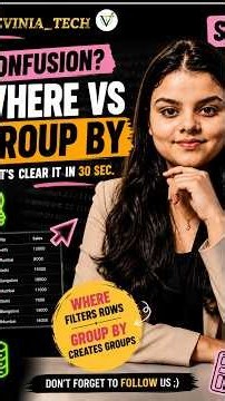WHERE vs GROUP BY in SQL Explained | SQL for Beginners #Soniyakaushik #thevinia_tech #skilldevelop