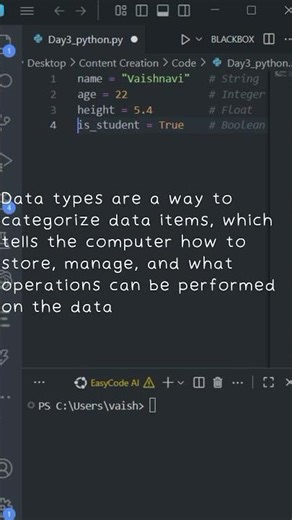 Python Day 3: Data Types Explained Simply | #Python #Coding #LearnPython