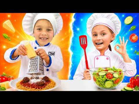 Alice and Friends playing in cafe - Funny story with cooking toys